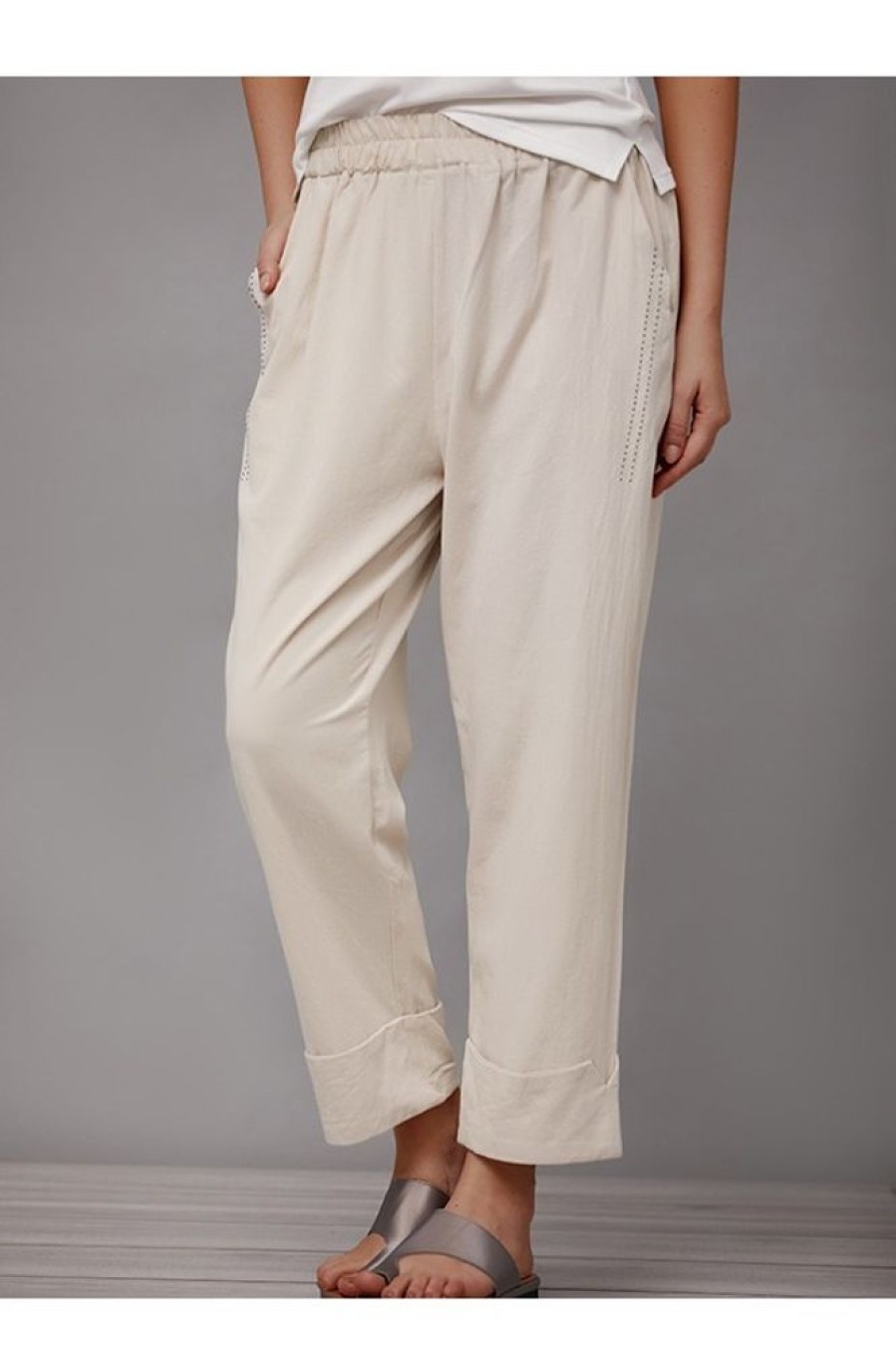 Clothing Azzlee Pants | Solid With Pockets Casual Basic Pants Apricot