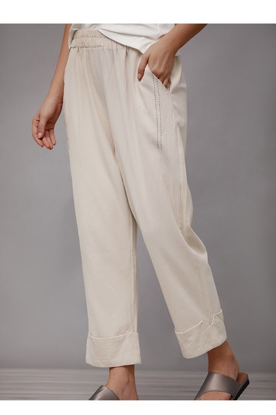 Clothing Azzlee Pants | Solid With Pockets Casual Basic Pants Apricot