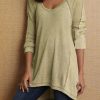 Clothing Azzlee Sweatshirt & Hoodies | Casual V Neck Solid Long Sleeve Blouse Yellow