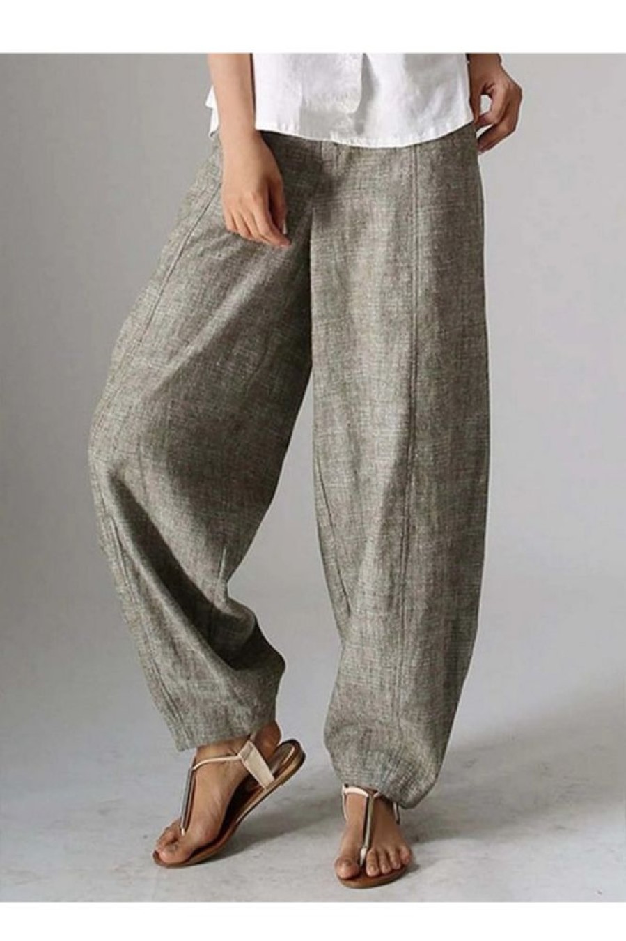 Clothing Azzlee Pants | Casual Solid Plain Pants Natural