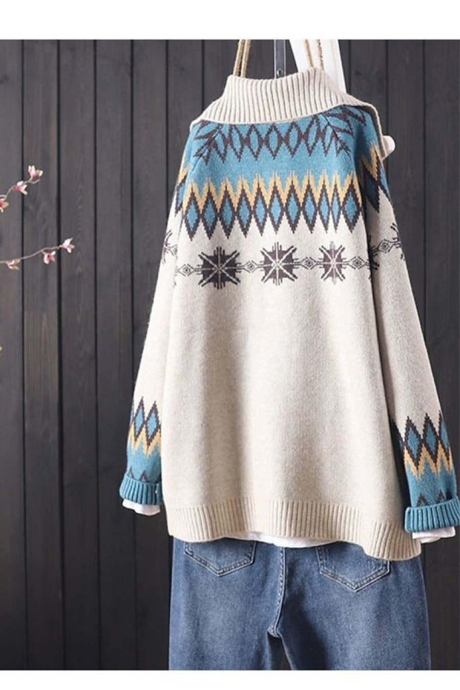 Clothing Azzlee Sweater & Cardigans | Knit Casual Long Sleeve Geometric Pattern Cardigan Sweater Beige