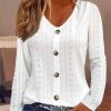 Clothing Azzlee Blouse & Shirts | Casual V Neck Solid Long Sleeve Blouse White