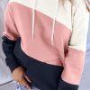 Clothing Azzlee Sweatshirt & Hoodies | Casual Tops Long Sleeve Patchwork Printed Hoodies Pink