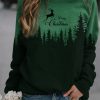 Clothing Azzlee Sweatshirt & Hoodies | Casual Graphic Tops Round Neck Long Sleeve Tree Printed Sweatshirts Green