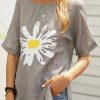 Clothing Azzlee T-Shirts | Casual Tops Short Sleeve Round Neck Vintage Floral Printed Blouse