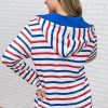 Clothing Azzlee Sweatshirt & Hoodies | Multicolor Stripe Half Zip Casual Hoodie Sweatshirt Red