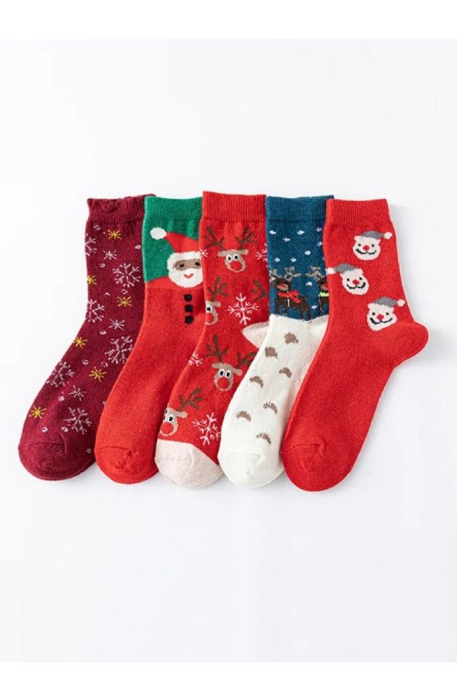 Clothing Azzlee | Christmas Snowman Elk Mid-Calf Socks In Box As Picture