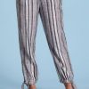 Clothing Azzlee Pants | Cotton Stripe With Pockets Casual Pants Black