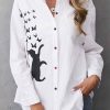 Clothing Azzlee Sweatshirt & Hoodies | Collared Casual Animal Print Long Sleeve Blouse