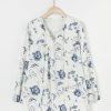 Clothing Azzlee Sweatshirt & Hoodies | Casual V-Neck Floral Print Long Sleeve Blouse As Picture