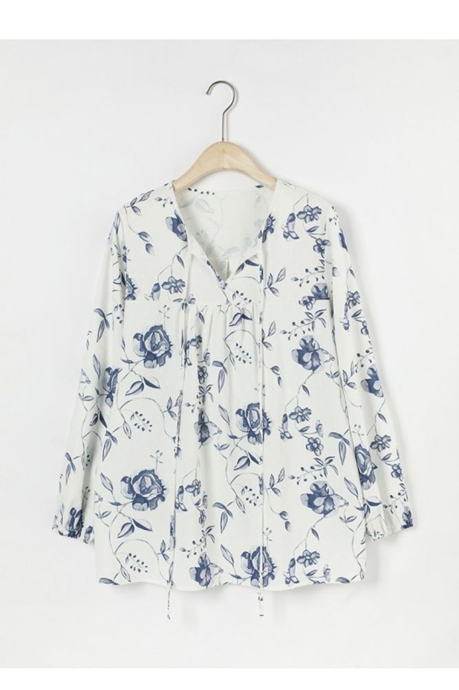 Clothing Azzlee Sweatshirt & Hoodies | Casual V-Neck Floral Print Long Sleeve Blouse As Picture