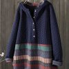 Clothing Azzlee Coats | Thick Long-Sleeved Hoodie Coat With Button Blue