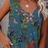 Clothing Azzlee Blouse & Shirts | Casual Graphic Tops Round Neck Sleeveless Floral Printed Tank Multi