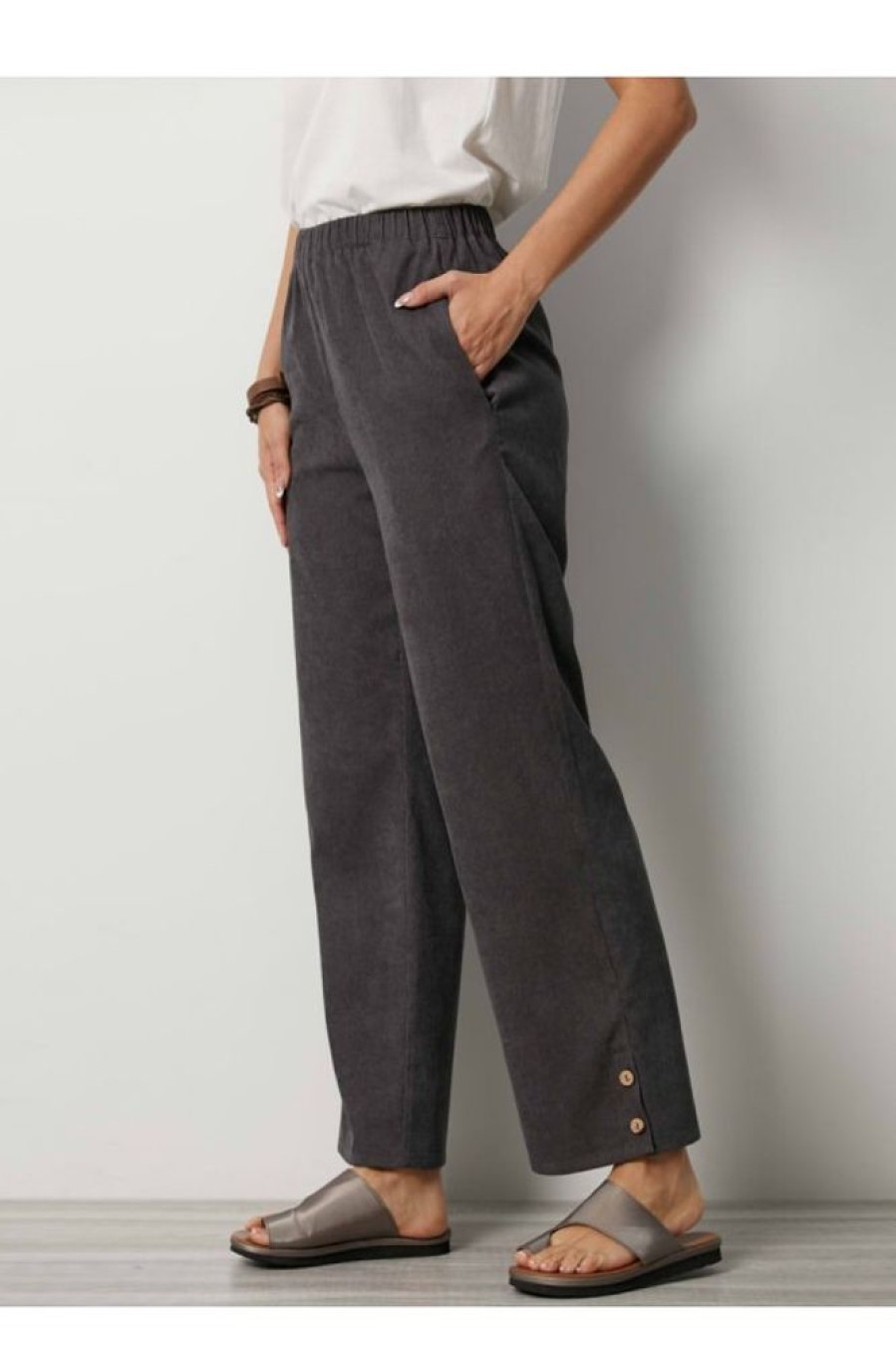 Clothing Azzlee Pants | Solid Color Pants With Button