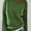 Clothing Azzlee Sweater & Cardigans | Crew Neck Long-Sleeve Knitted Sweater Green