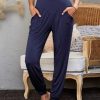 Clothing Azzlee Pants | Casual Solid Pants With Pockets Blue Purple