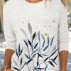 Clothing Azzlee Sweatshirt & Hoodies | Casual Graphic Tops Round Neck Long Sleeve Floral Printed Blouse White