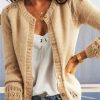 Clothing Azzlee Sweater & Cardigans | Casual Round Neck Solid Long Sleeve Sweater Apricot