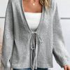 Clothing Azzlee Sweater & Cardigans | Chic Long Sleeve Plain Sweater Grey