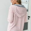 Clothing Azzlee Sweatshirt & Hoodies | Stripe Half Zip Hoodie Sweatshirt Pink