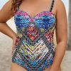 Clothing Azzlee Plus Size | Cut Out Underwire One Piece Swimsuit Multi