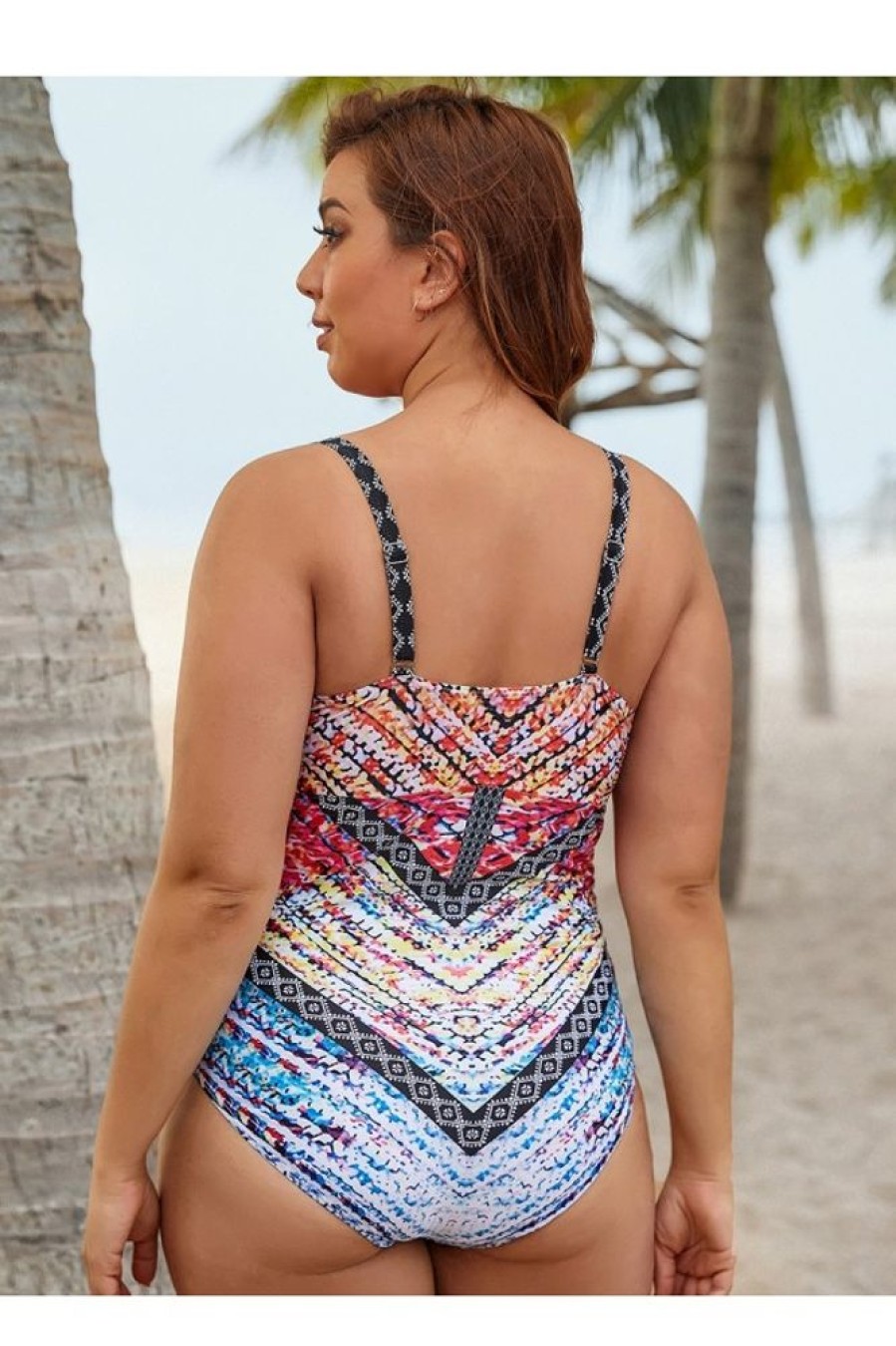 Clothing Azzlee Plus Size | Cut Out Underwire One Piece Swimsuit Multi