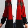 Clothing Azzlee Jackets | Zipper Plaid Long Sleeve Hooded Jacket Red