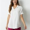 Clothing Azzlee Blouse & Shirts | Solid Casual Stand Collar Short Sleeve T-Shirt