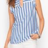 Clothing Azzlee Tanks | Striped Ruffle Tank Top Blue