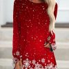 Clothing Azzlee Sweatshirt & Hoodies | Christmas Long Sleeve Crew Neck Printed Top T-Shirt Tunic Red