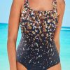 Clothing Azzlee Plus Size | Chlorine Resistant Crossback One Piece Swimsuit Gold