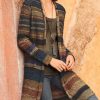 Clothing Azzlee Sweater & Cardigans | Casual Long Sleeve Stripe Printed Cardigan Brown