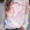 Clothing Azzlee Sweatshirt & Hoodies | Casual Graphic Tops Round Neck Long Sleeve Marble Printed Sweatshirts Multicolor