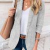 Clothing Azzlee Jackets | Unique Plain Long Sleeve Blazer Jacket Gray