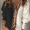 Clothing Azzlee Sweater & Cardigans | Casual V Neck Leopard Printed Long Sleeve Sweater As Picture