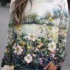 Clothing Azzlee Sweatshirt & Hoodies | Casual Round Neck Floral Printed Long Sleeve Sweatshirts Multicolor