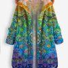 Clothing Azzlee Coats | Casual Art Coral Fleece Button Cute Print Coat Multi