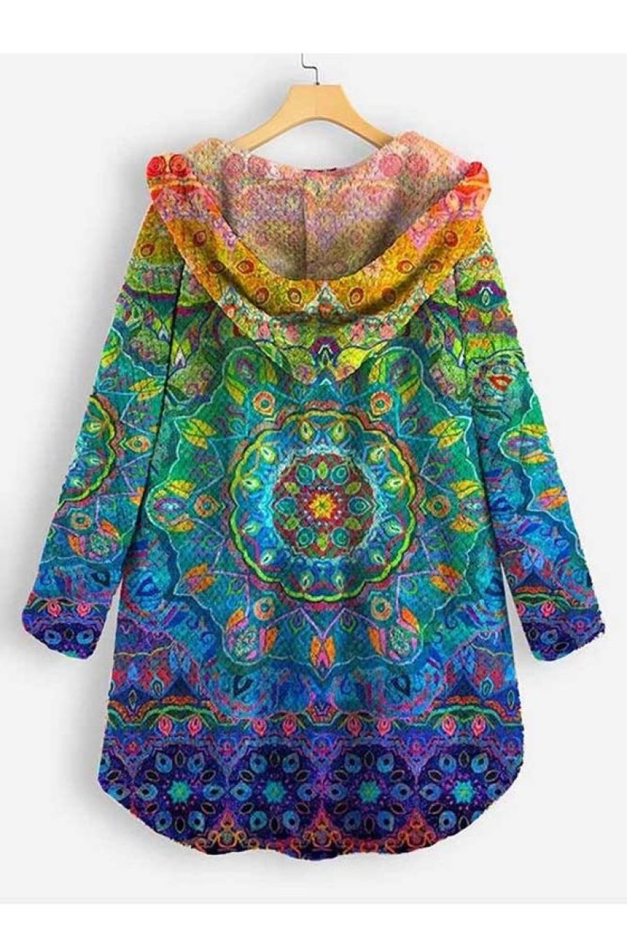 Clothing Azzlee Coats | Casual Art Coral Fleece Button Cute Print Coat Multi