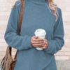 Clothing Azzlee Sweatshirt & Hoodies | Casual Half Turtleneck Sweatshirt Blue