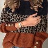 Clothing Azzlee Sweater & Cardigans | Casual Graphic Tops Round Neck Long Sleeve Patchwork Printed Sweaters Multi