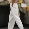 Clothing Azzlee Pants | Casual Sashes Loose Pants With Pockets White