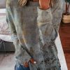 Clothing Azzlee Sweatshirt & Hoodies | Casual Tops Round Neck Long Sleeve Tie-Dye Printed Sweatshirts Gray