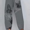 Clothing Azzlee Pants | Butterfly Printed Casual Cotton Pants For Women Gray