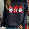 Clothing Azzlee Sweatshirt & Hoodies | Casual Graphic Tops Round Neck Long Sleeve Santa Claus Printed Christmas Sweatshirts Navy Blue