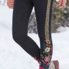 Clothing Azzlee Leggings | Casual Floral Printed Leggings Black