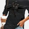 Clothing Azzlee Sweatshirt & Hoodies | Casual Stripe Cat Print Casual Round Neck Long Sleeve T-Shirt