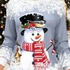 Clothing Azzlee Sweatshirt & Hoodies | Christmas Snowman Print Round Neck Long Sleeve Sweatshirt Gray