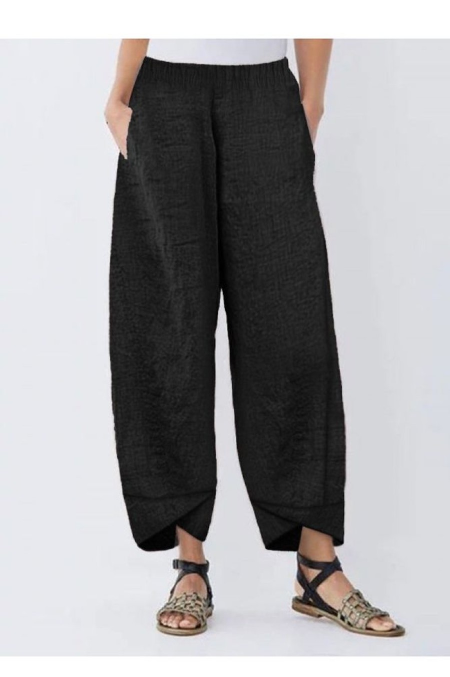 Clothing Azzlee Pants | Solid With Pockets Casual Pants Black