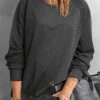 Clothing Azzlee Sweatshirt & Hoodies | Casual Tops Round Neck Long Sleeve Solid Sweatshirts Deep Gray