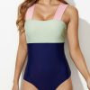 Clothing Azzlee One Piece | Square Neck Colorblock One Piece - Paradise As Picture